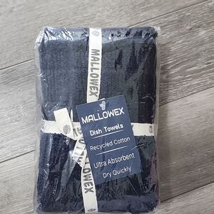 Mallowex 3 Pack Terry Dish Towels. Navy Blue